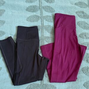 Girlfriend Collective Deep Burgundy & Black Activewear set of 2 Leggings,Size M